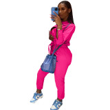 Women's Long-Sleeve Zipper Overalls Trousers With Belt L26475