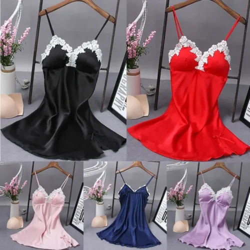 Fashion Women Deep V Neck Sexy Silk Sleeveless Lace Lingeries Underwear 602132