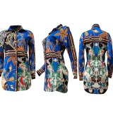 New African Turn-Down Collar Medium Length Loose Style Dresses CM215162