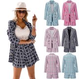 Women Two-Piece Loose Plaid Bodysuits Bodysuit Outfit Outfits LQ16071