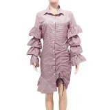 Fashion Women Drawstring With Ruffles Dresses L528899