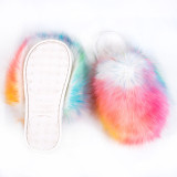 Lovely Faux Fox Fur Slippers slipper Slides