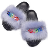 Faux Fox Fur Slippers slipper Slides