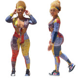 Contrasting Print Sexy Strappy Bodysuits Bodysuit Outfit Outfits (Including Headscarf) BN720011