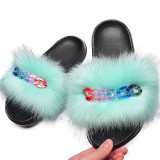 Faux Fox Fur Slippers slipper Slides
