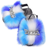 Colorful Imitated Fox Fur Slippers For Middle and Small Children TX-04455