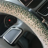 Women PU Leather Bling Crystal Diamond Car Steering Wheel Covers 999991010