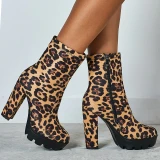 Women's Sexy Leopard Print Short Martin Boots High Heels 1578-23