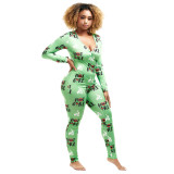 Women Long Sleeve Printed Pajamas H22233