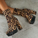 Women's Sexy Leopard Print Short Martin Boots High Heels 1578-23