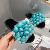 Fashion Colorful Fox Fur Slippers