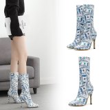 Women Pointed Toe Ankle Dollar High Heel Boots 198-2637