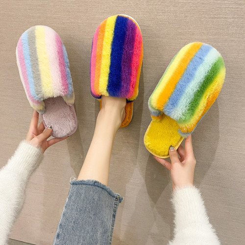 Women Colorful Flat-Bottomed Home Warm Slippers AL-64207793543243