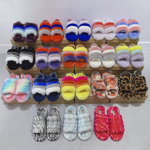 Same Style Wool Slippers And Velvet Sandals For Women