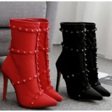 Fashion Women Red Thin High Heel New Sexy Pointed Toe Ankle Boots 3356-67