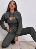 Women's Sports Drawstring Three-Piece Bodysuits Bodysuit Outfit Outfits 8679810