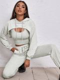Women's Sports Drawstring Three-Piece Bodysuits Bodysuit Outfit Outfits 8679810