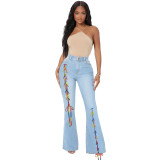 Women's Creative Lace-Up Jeans Pant Pants PD947081
