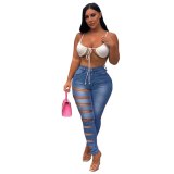Fashion Women Sexy Jeans Street Casual Hole High Waist Pencil Pants PD931122