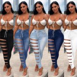 Fashion Women Sexy Jeans Street Casual Hole High Waist Pencil Pants PD931122