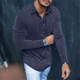 Fashion Men's Pure Blue Plaid Shirt Tops SPIO01YOM89GO