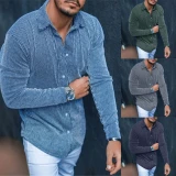 Fashion Men's Pure Blue Plaid Shirt Tops SPIO01YOM89GO
