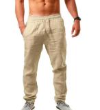 Men's Cotton Summer Breathable Solid Color Linen Pants ck-11122