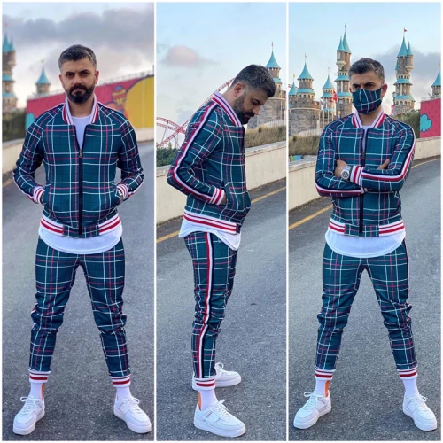 Men's Zipper 2PC Tracksuits Tracksuit Outfit Outfits Jogging Suit Sports Suit TZ-211829