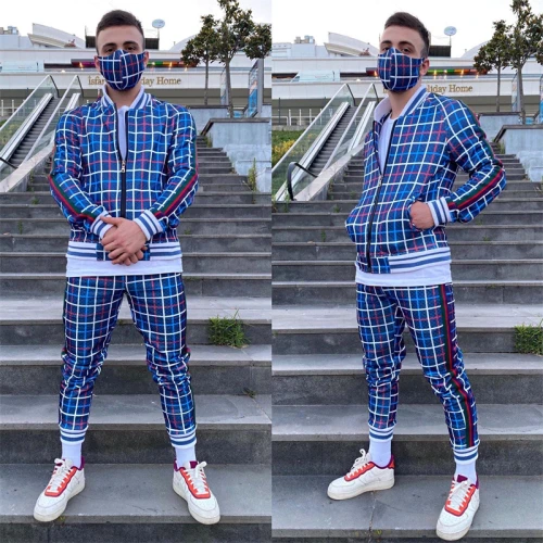 Men's Zipper 2PC Tracksuits Tracksuit Outfit Outfits Jogging Suit Sports Suit TZ-211829