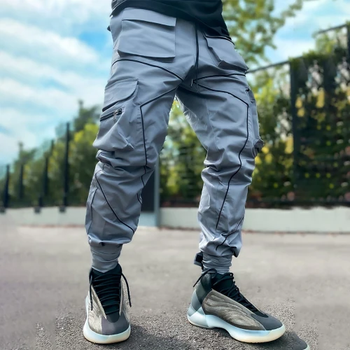 Men Pocket Overalls Loose Straight Leg Outdoor Running Pant Pants k-3344