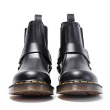 Women's Leather Ankle One-Step Leather Buckle Boots