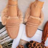 Women's Fur Slip-on Point Toe Fashion Plush Slippers
