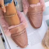Women's Fur Slip-on Point Toe Fashion Plush Slippers