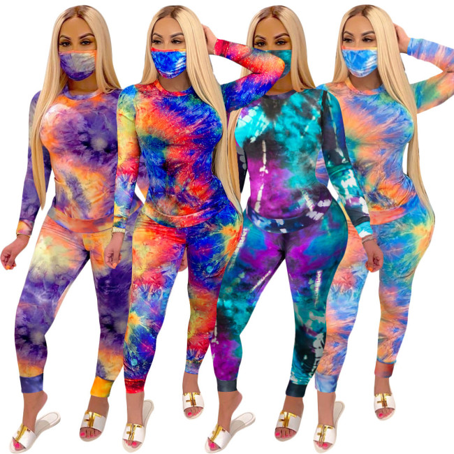 Women Tie-Dye Two pcs one set Tops with Bottom Pants(shorts)outfit outfits YSM84556