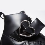 Women Platform Genuine Leather Love Section Zipper Buckle Boots