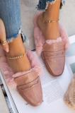 Women's Fur Slip-on Point Toe Fashion Plush Slippers