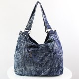 Women's Fashion Rivet Denim Shoulder Retro Washed Jeans Diamond Handbags 8908899