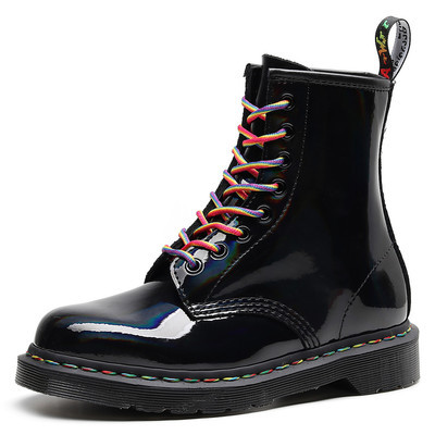 Rainbow Patent Leather British Style Mirror Gradient Laser Martin Boots 146071