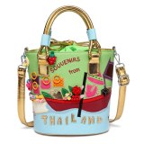 Women Small Shoulder Canvas Bucket Handbags 987441021
