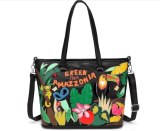 Women's PU Leather Hit Color Tropical Rain Portable Handbags 785411223