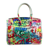 Women Colorful Hand Drawn Doodle Kelly Letter Handbags 86552031