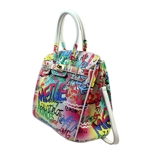 Women Colorful Hand Drawn Doodle Kelly Letter Handbags 86552031