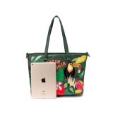 Women's PU Leather Hit Color Tropical Rain Portable Handbags 785411223