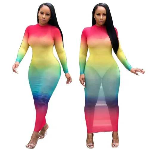 Fashion Women's Gradient Perspective Sexy Popular Cross-Border Dresses K950617
