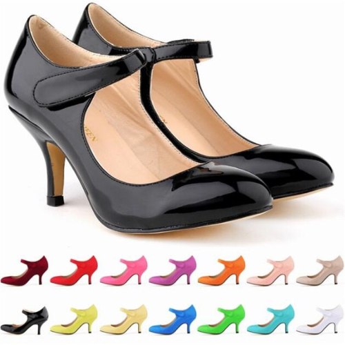 Women Office & Career Round Toe Patent Leather 6CM Thin High Heels 11845-23