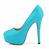 Women Sexy Wedding Party Round Toe Patent Leather 14CM Thin High Heels 8178-12