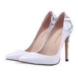 Women Pointed Toe PU Slip On 11CM  Wedding Party Thin High Heels 3023-12