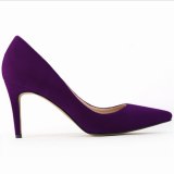 Women's Fashion Pointed Toe Solid Flock High Heels 9523-12