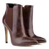Women's Sexy Classic Elastic Pointed Toe PU 11CM Thin Heels Boots 76910-23