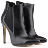 Women's Sexy Classic Elastic Pointed Toe PU 11CM Thin Heels Boots 76910-23